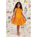 Girls Orange Dotted Tulle Dress, 1, hi-res