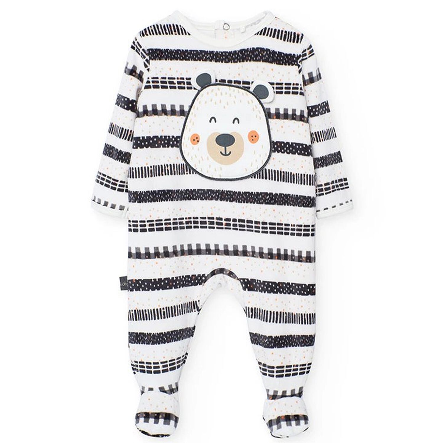 Ivory Teddy Bear Velour Babygrow, 1, hi-res