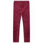 Girls Burgundy Velvet Leggings, 2, hi-res