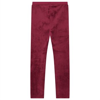 Girls Burgundy Velvet Leggings