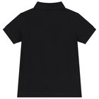 Boys Black Cotton Logo Polo Shirt, 2, hi-res