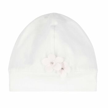 Baby Girls White Flower Hat