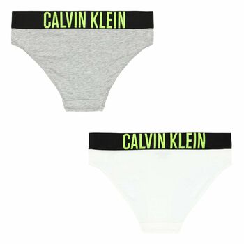 Girls White & Grey Bikini Brief (2 Pack)