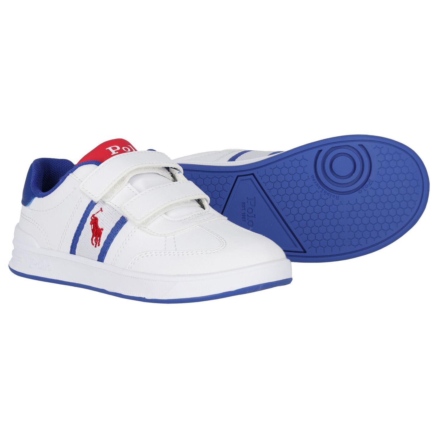 Boys White Logo Trainers, 1, hi-res