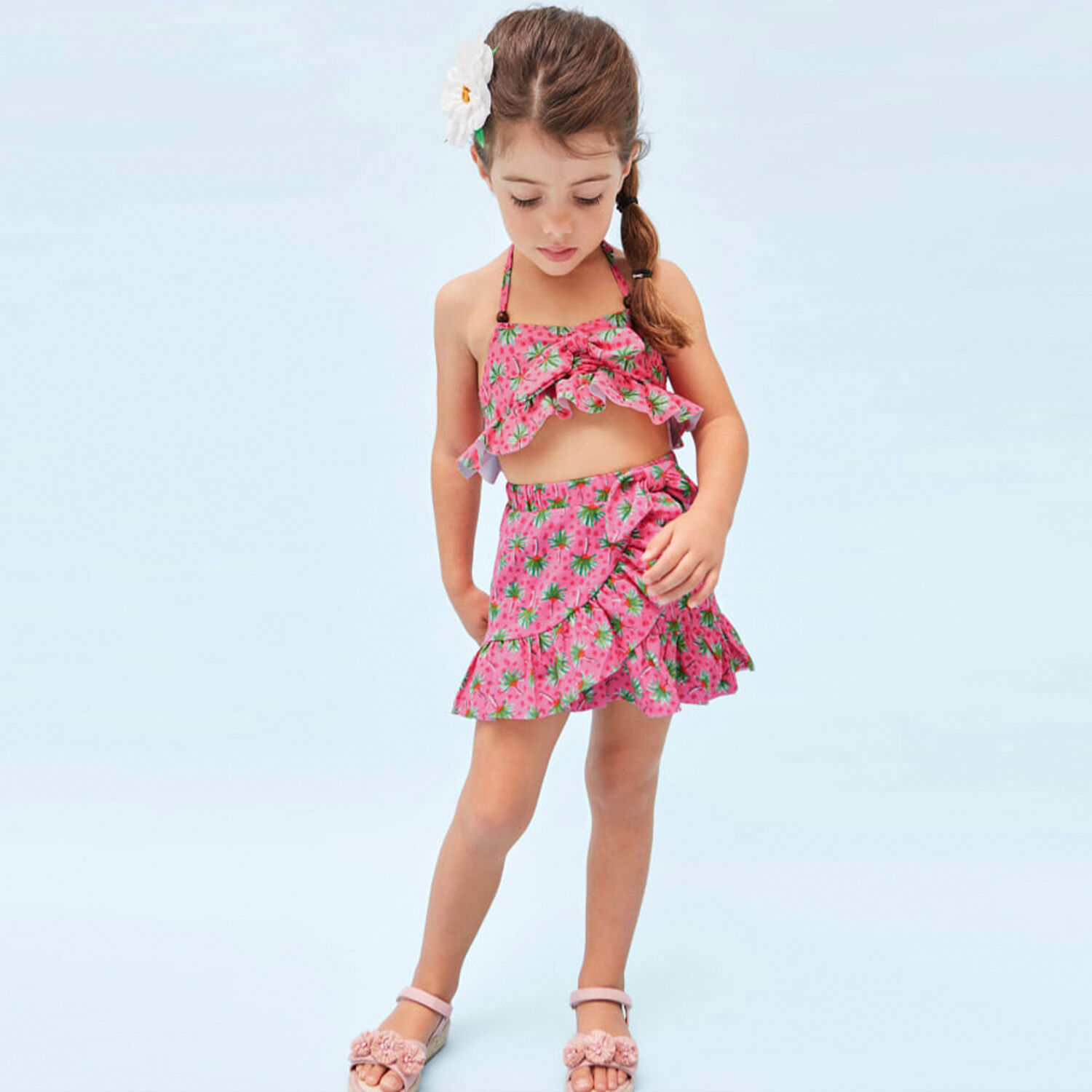 تنورة بالزهور باللون الوردى والاخضر, 2, hi-res