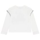 Girls White Teddy Bear Long Sleeve Top, 2, hi-res