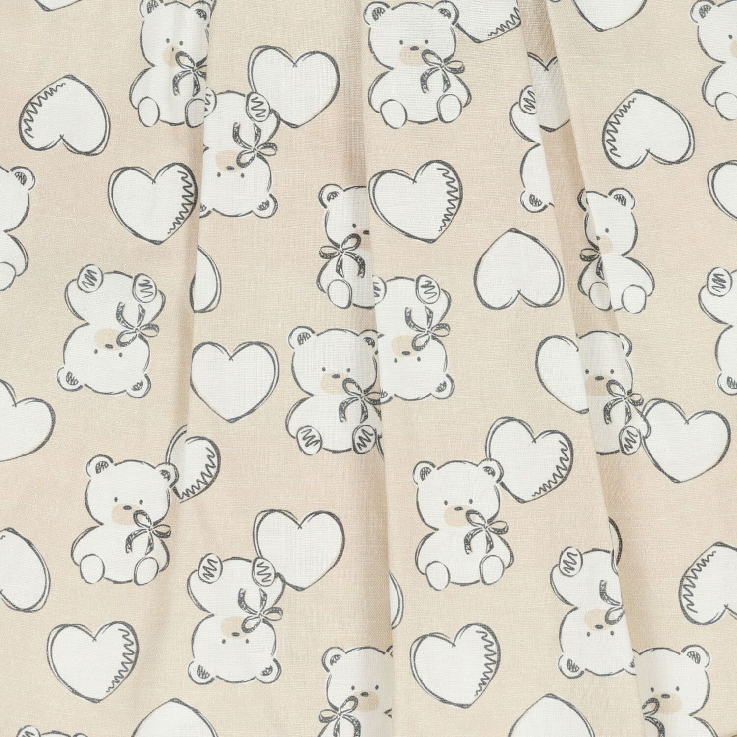 Baby Girls Beige Heart & Bear Dress Set, 1, hi-res