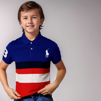 Boys Red & Blue Logo Polo Shirt