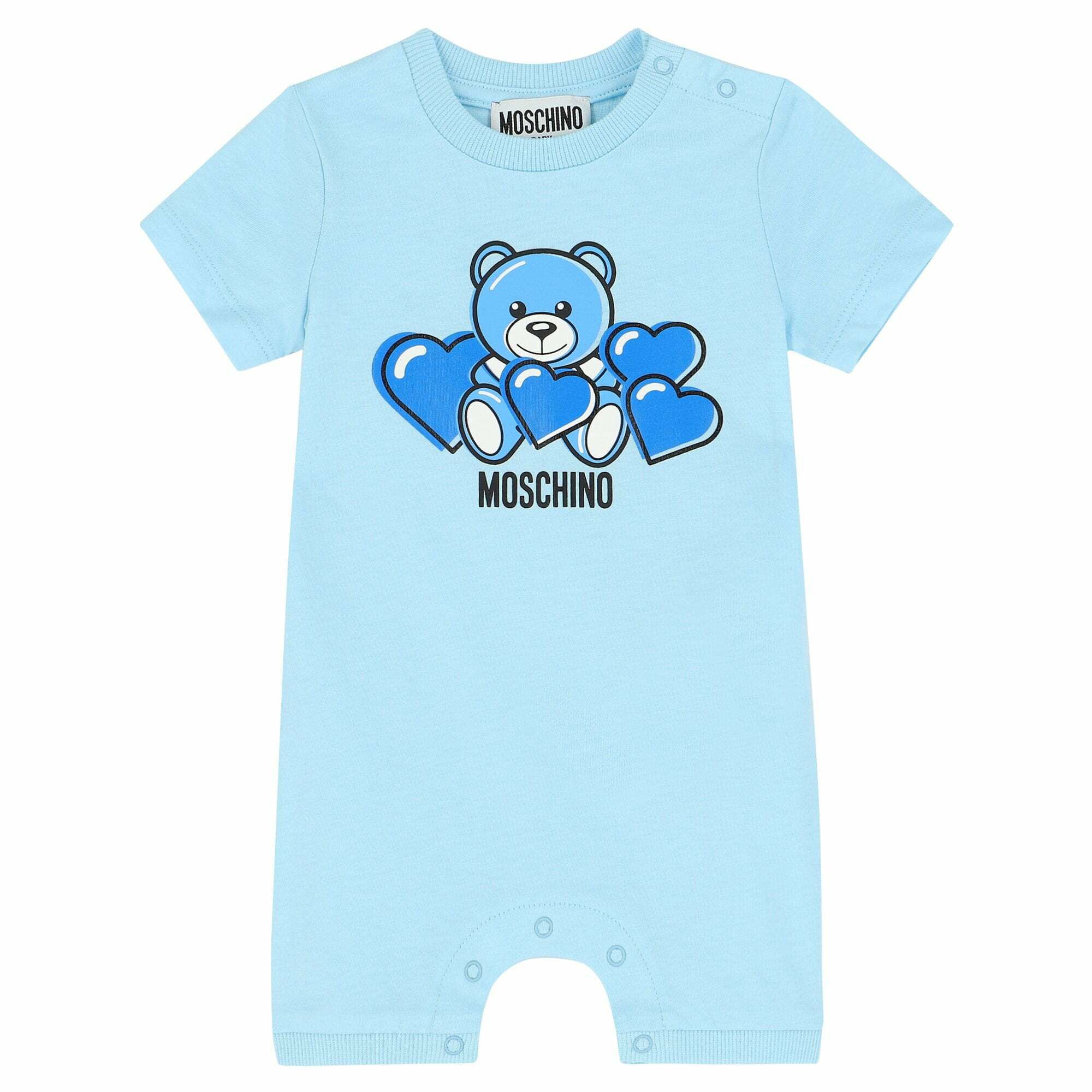 Moschino Baby Blue Logo Romper Junior Couture