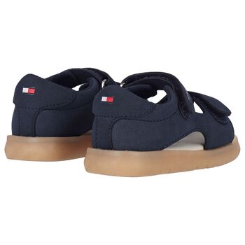 Younger Boys Navy Blue Leather Sandals