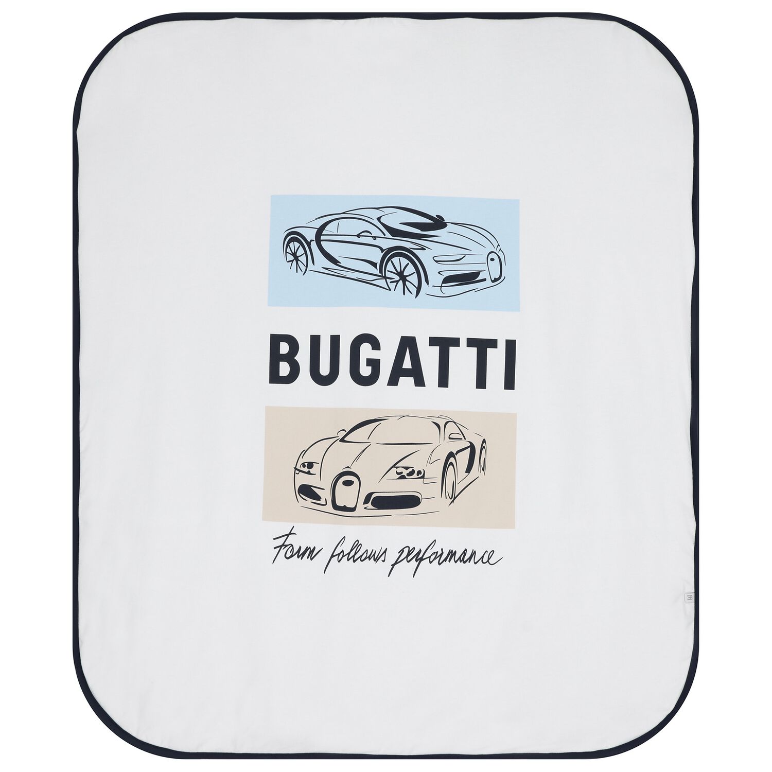 Baby Boys White & Navy Blue Logo Blanket, 1, hi-res