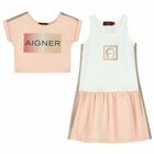 Girls Pink & White 2 Piece Dress Set , 1, hi-res