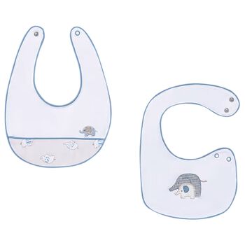 Baby Boys White & Blue Bibs ( 2 Pack )