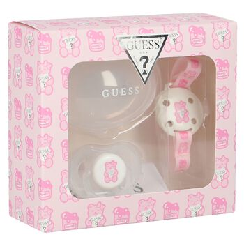 Baby Girls Pink Teddy Bear Logo Pacifier Gift Set