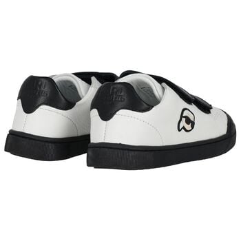 Boys White & Black Ikonik Karl Trainers