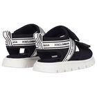 Black & White Younger Logo Velcro Sandals, 1, hi-res