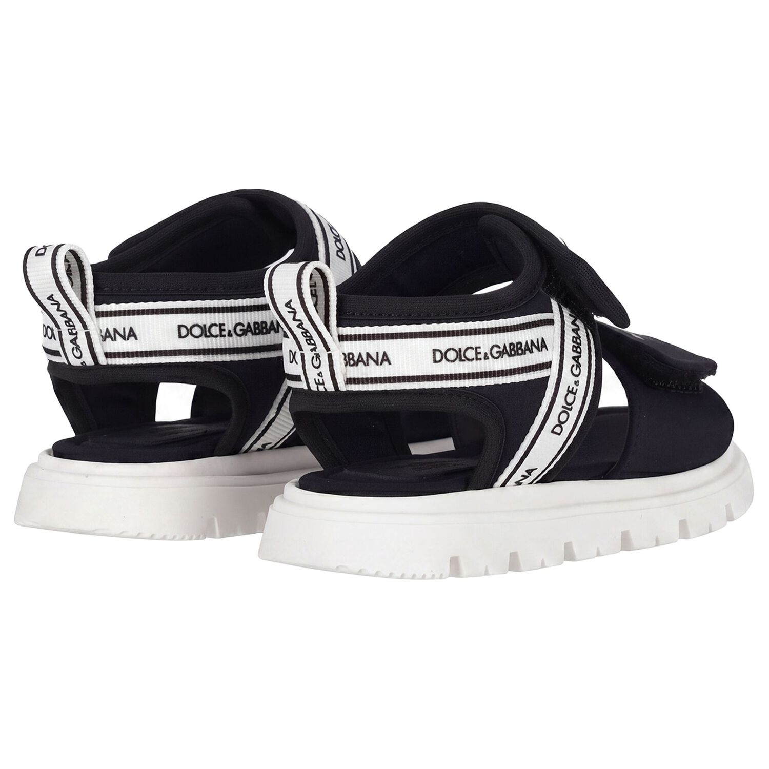 Black & White Younger Logo Velcro Sandals, 1, hi-res