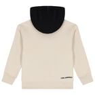 Boys Beige & Black Logo Hooded Top, 1, hi-res