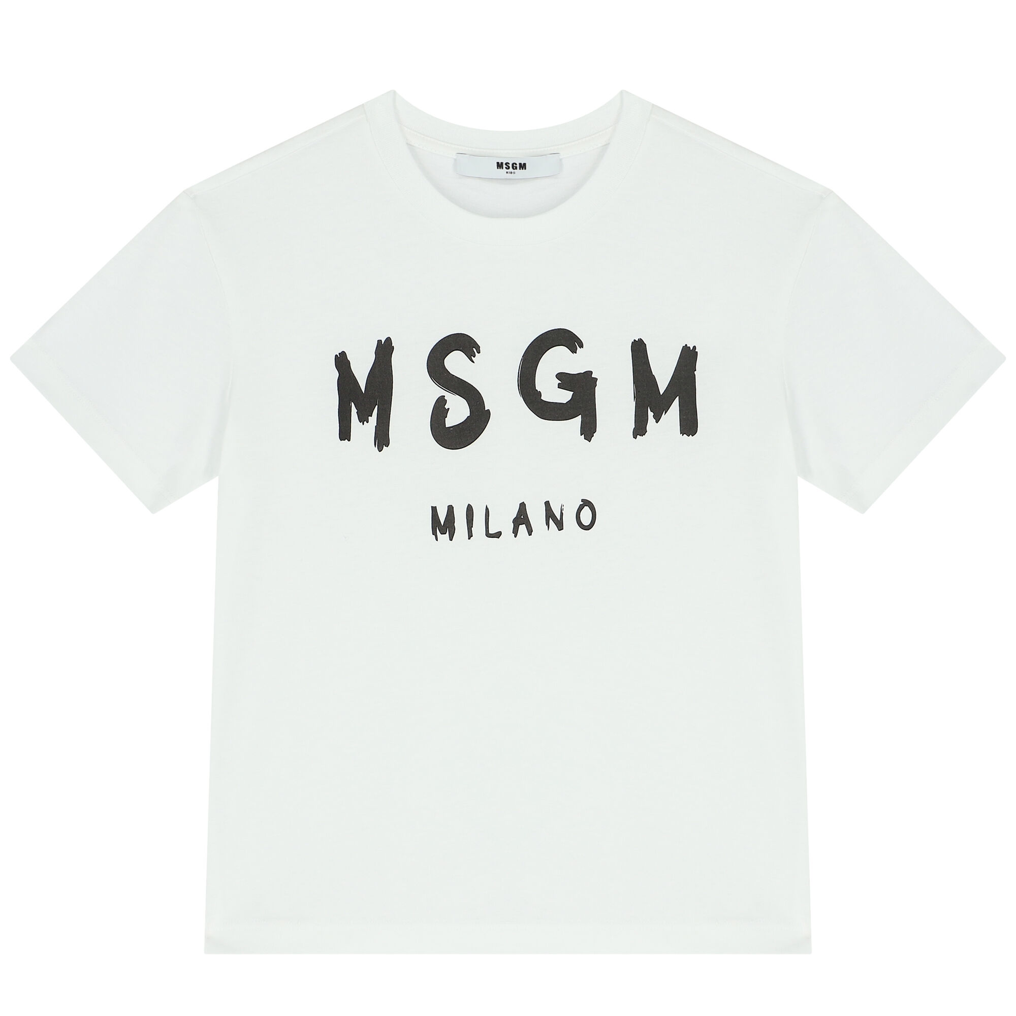 MSGM White & Black Logo T-Shirt | Junior Couture
