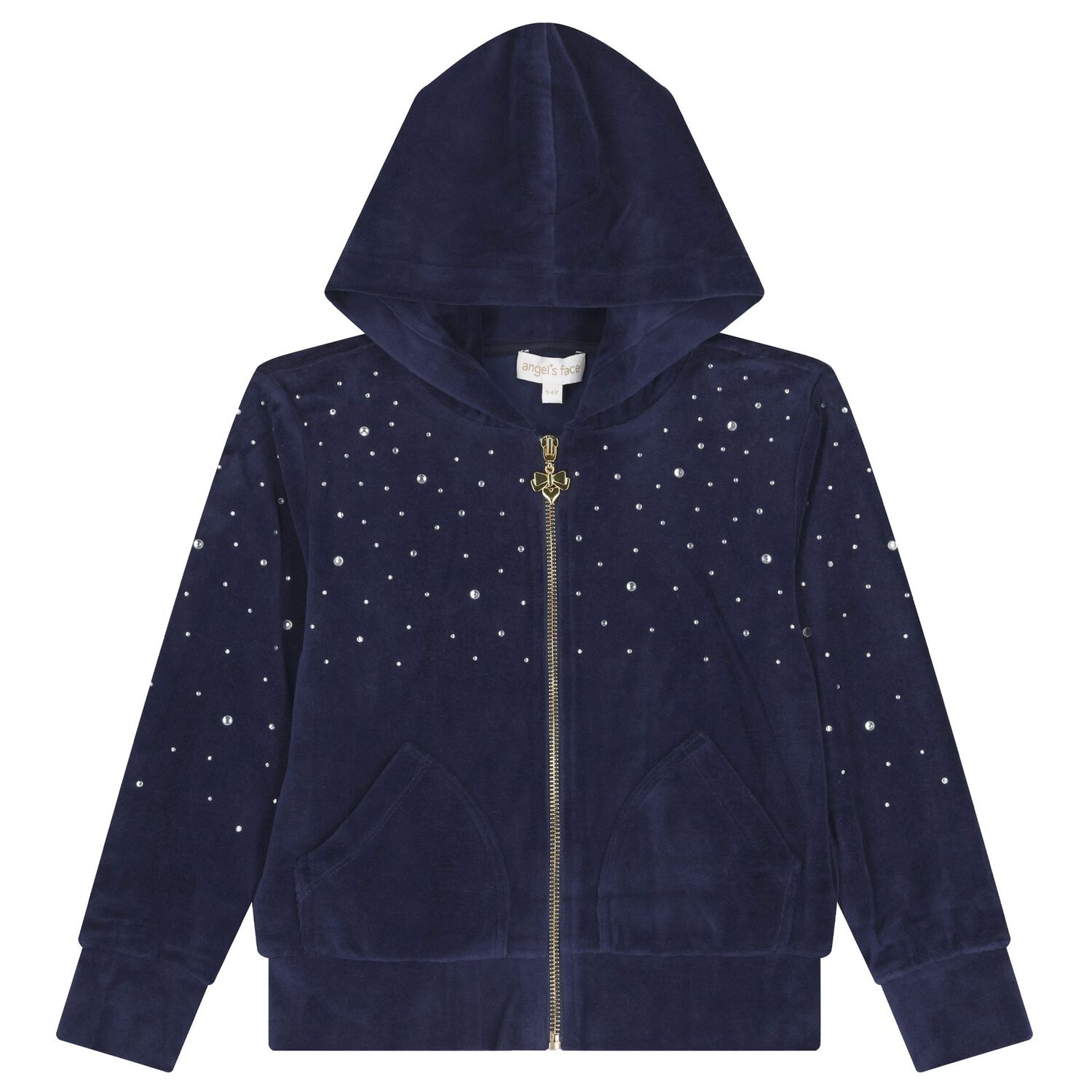 Girls Navy Blue Embellished Tracksuit, 1, hi-res