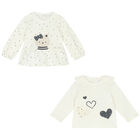 Baby Girls Ivory & grey Tops (2 Pack), 1, hi-res