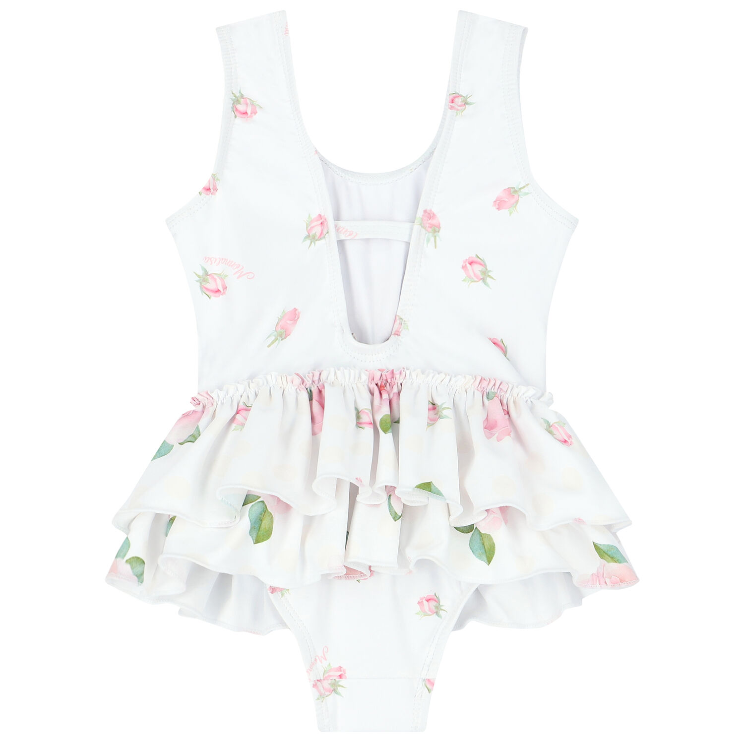 مايوه بطبعة باللون الأبيض والوردي للبنات, 1, hi-res