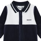 Baby Boys Navy Blue & White Logo Babygrow, 1, hi-res