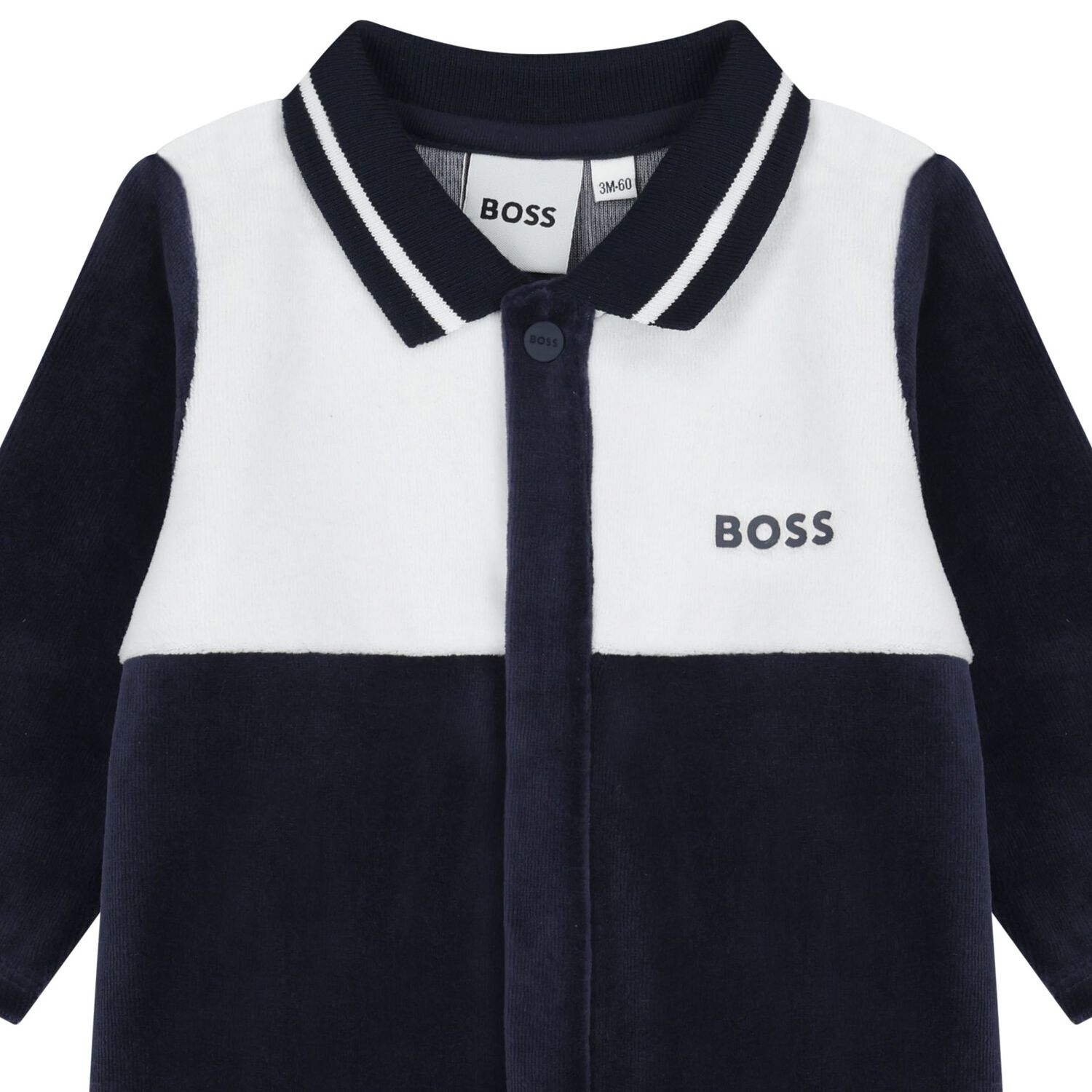 Baby Boys Navy Blue & White Logo Babygrow, 1, hi-res image number null