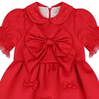 Girls Red Bow Satin Dress & Hairband Set, 1, hi-res