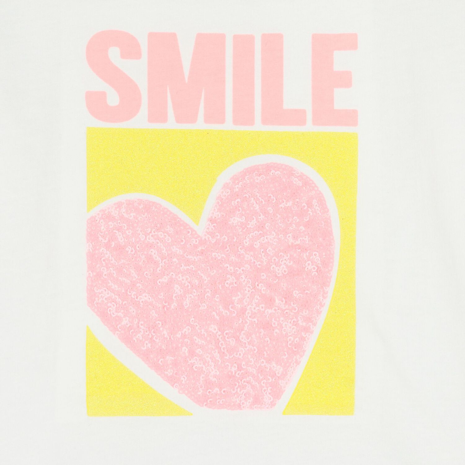 توب بنات بأكمام مطرز بطبعة القلب باللون الأبيض, 1, hi-res