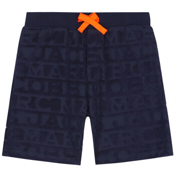 Boys Navy Jacquard Logo Shorts