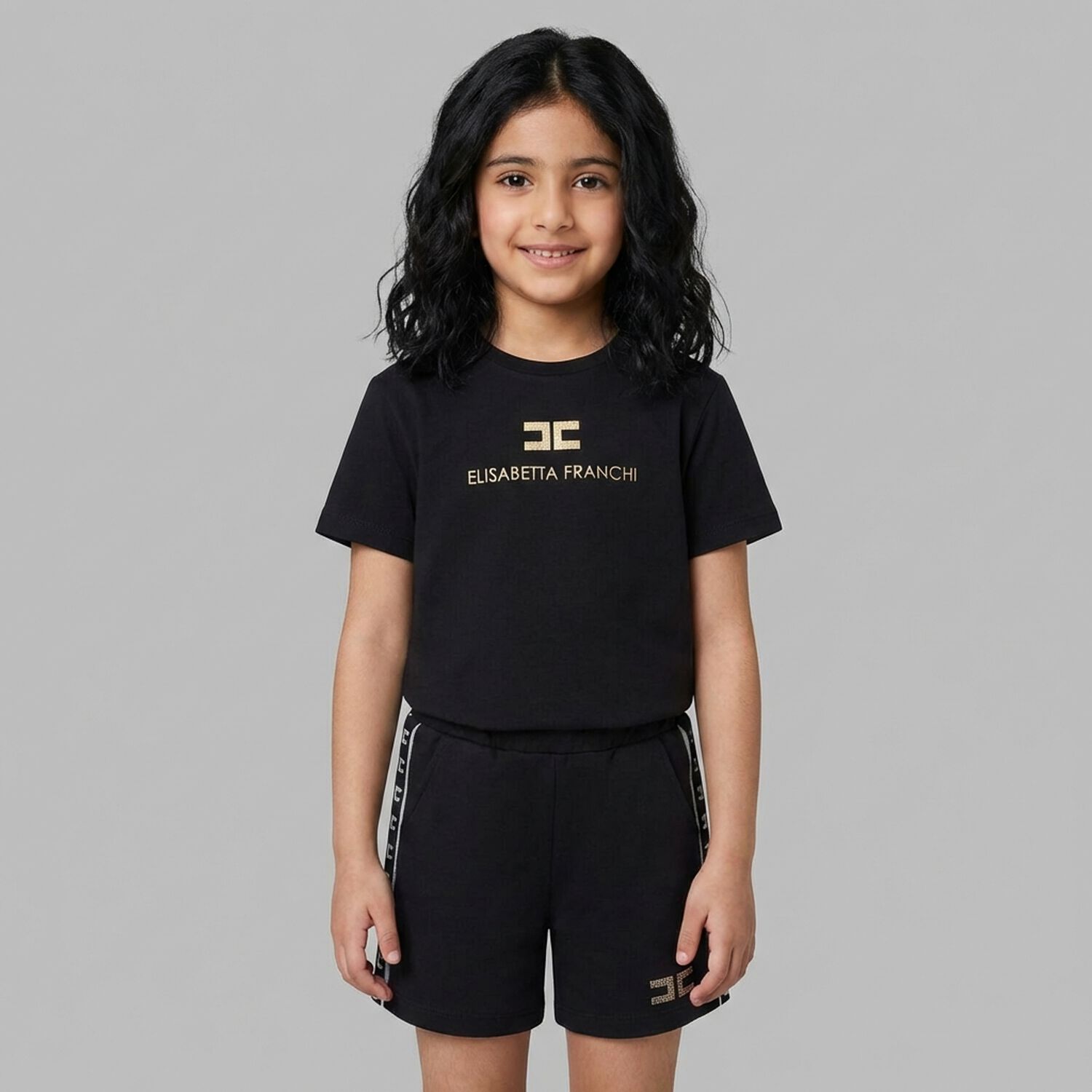 Girls Black Logo T-Shirt, 3, hi-res