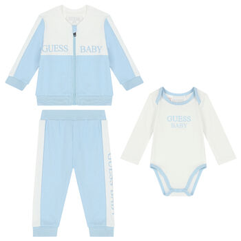Baby Boys Blue & White Logo Tracksuit Set