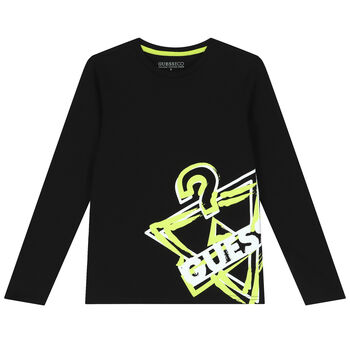 Boys Black Logo Long Sleeve Top