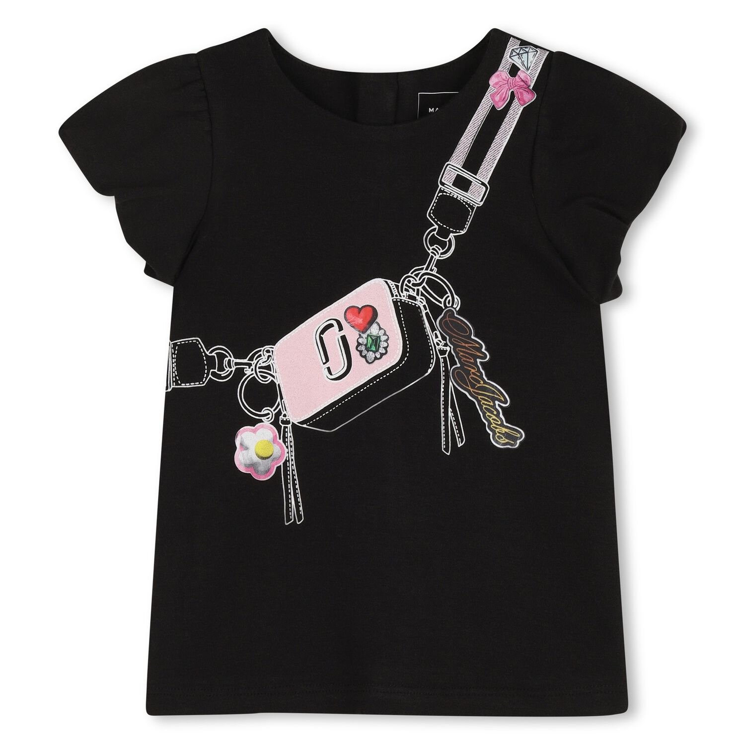 Younger Girls Black Bag Dress, 1, hi-res