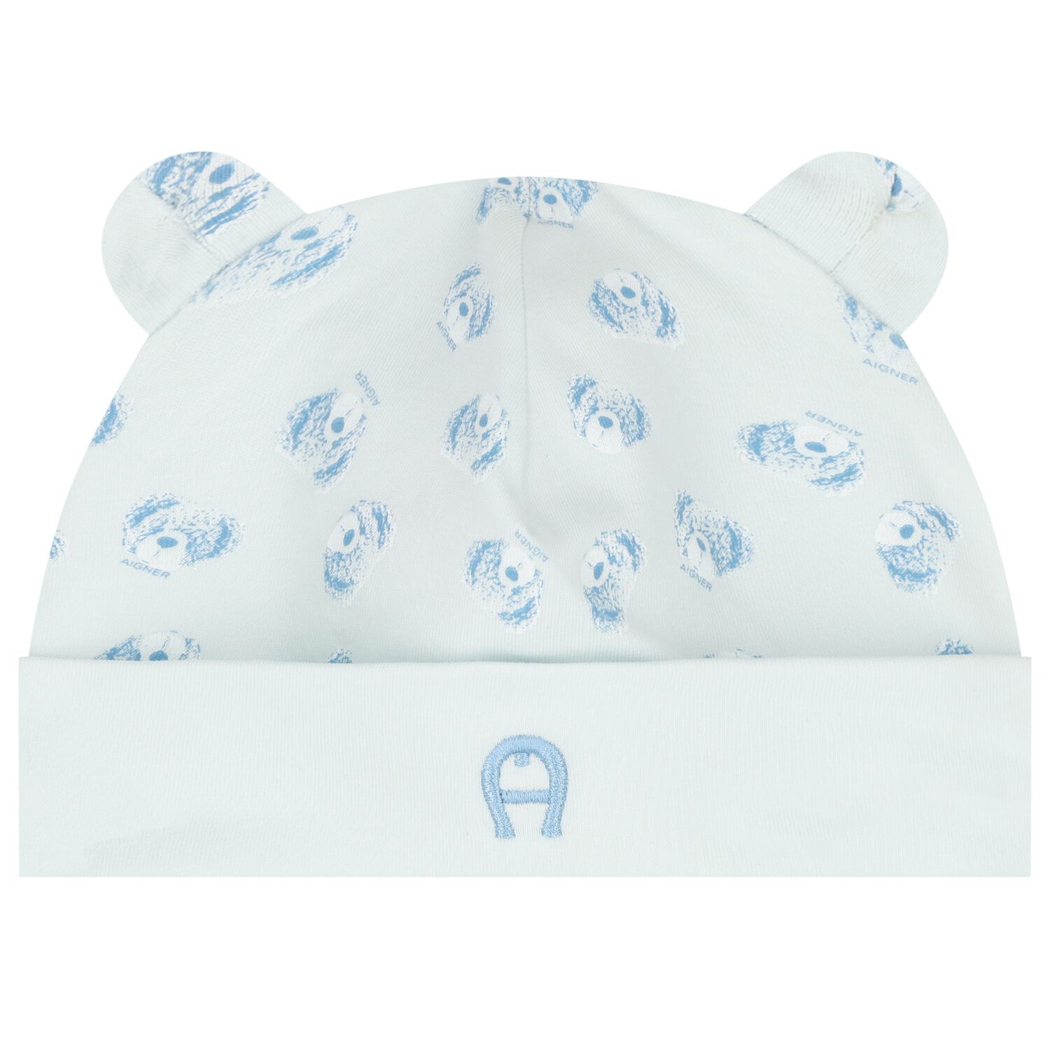 Baby Boys Blue Teddy Bear Logo Hat, 2, hi-res