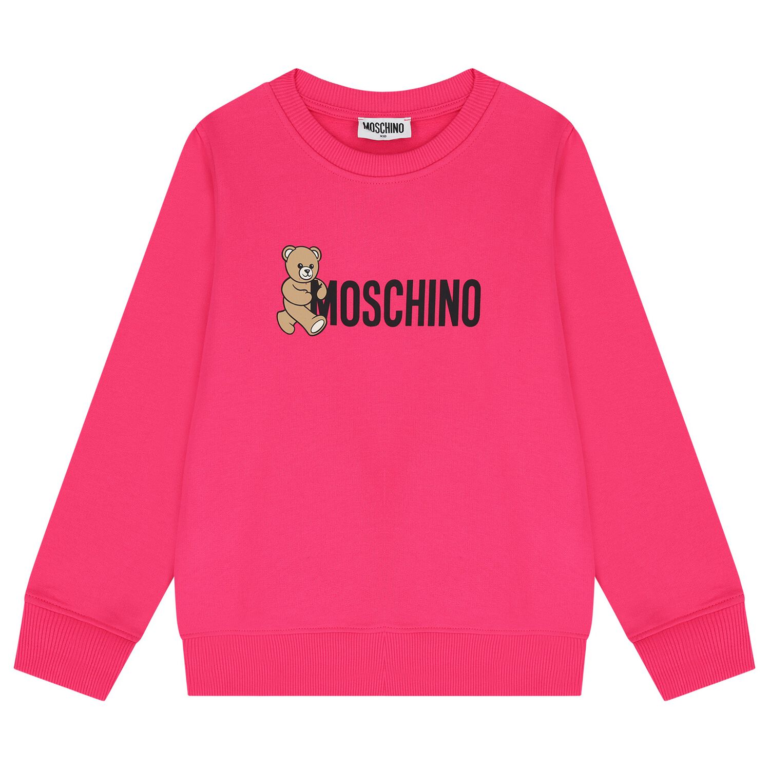 Girls Pink Teddy Bear Logo Sweatshirt, 5, hi-res