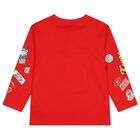 Girls Red Logo Long Sleeve Top, 1, hi-res