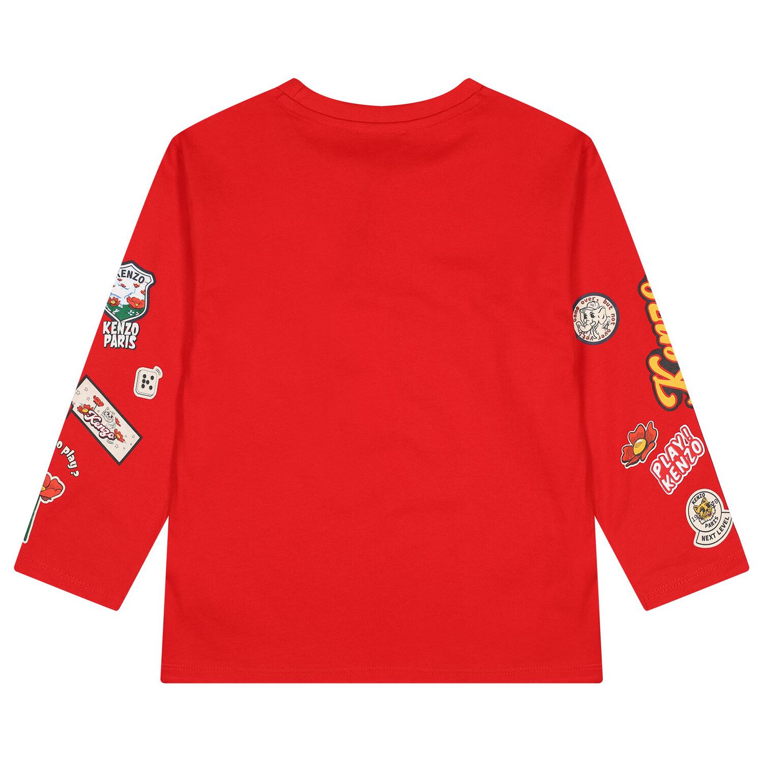 Girls Red Logo Long Sleeve Top, 1, hi-res