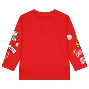 Girls Red Logo Long Sleeve Top