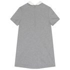 Girls Grey Web Stripe Dress, 1, hi-res