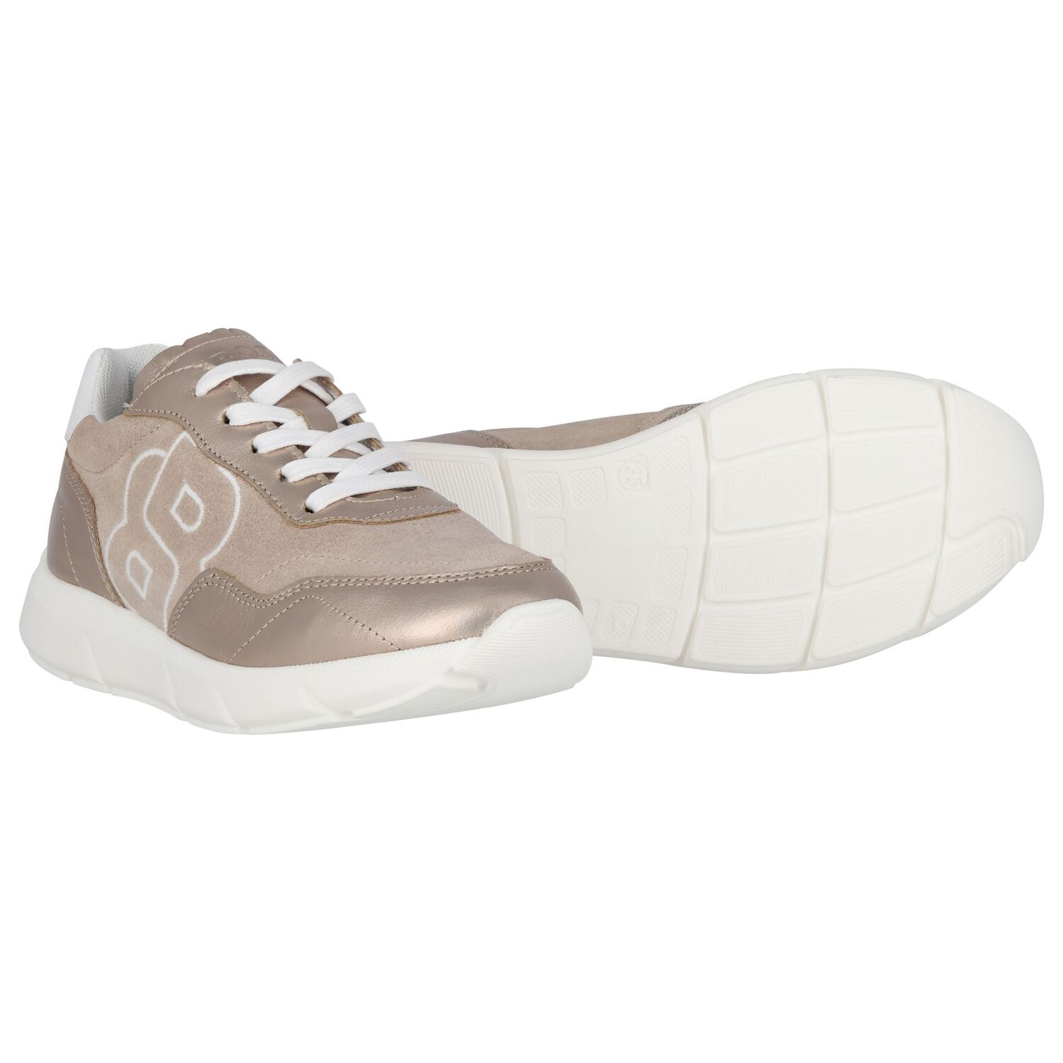 حذاء رياضي بالشعار باللون الذهبي للبنات, 1, hi-res