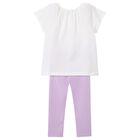Girls White & Lilac Leggings Set, 1, hi-res