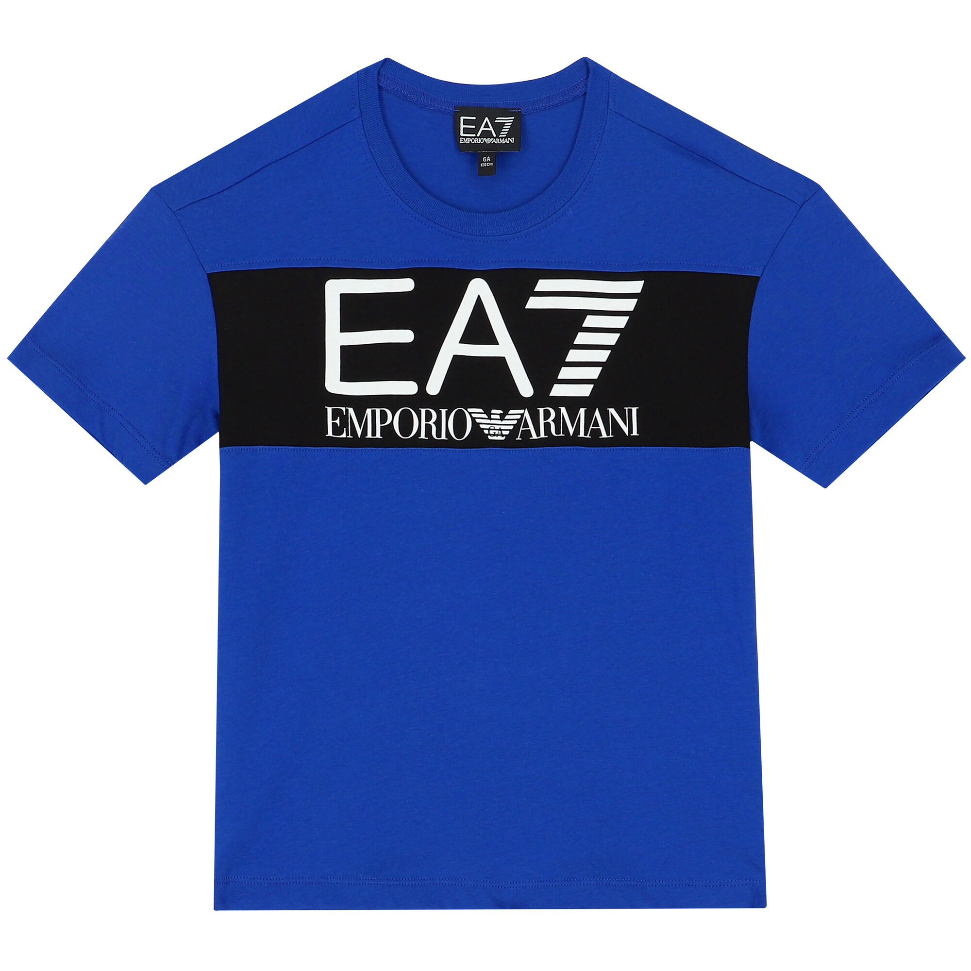 EA7 Emporio Armani Boys Blue Logo T Shirt Junior Couture