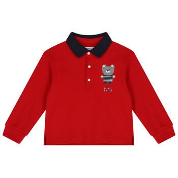 Younger Boys Red Teddy Bear Polo Shirt