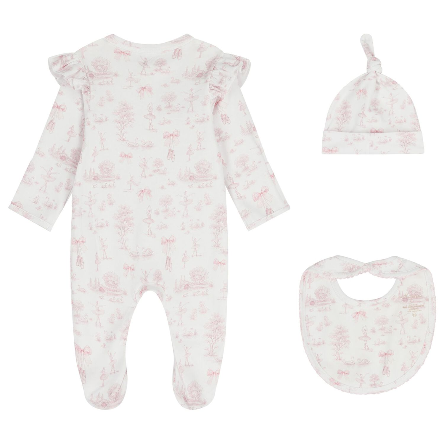 Baby Girls White & Pink Swan Babygrow Gift Set , 1, hi-res