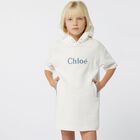 Girls Ivory Logo Hooded Dress, 1, hi-res