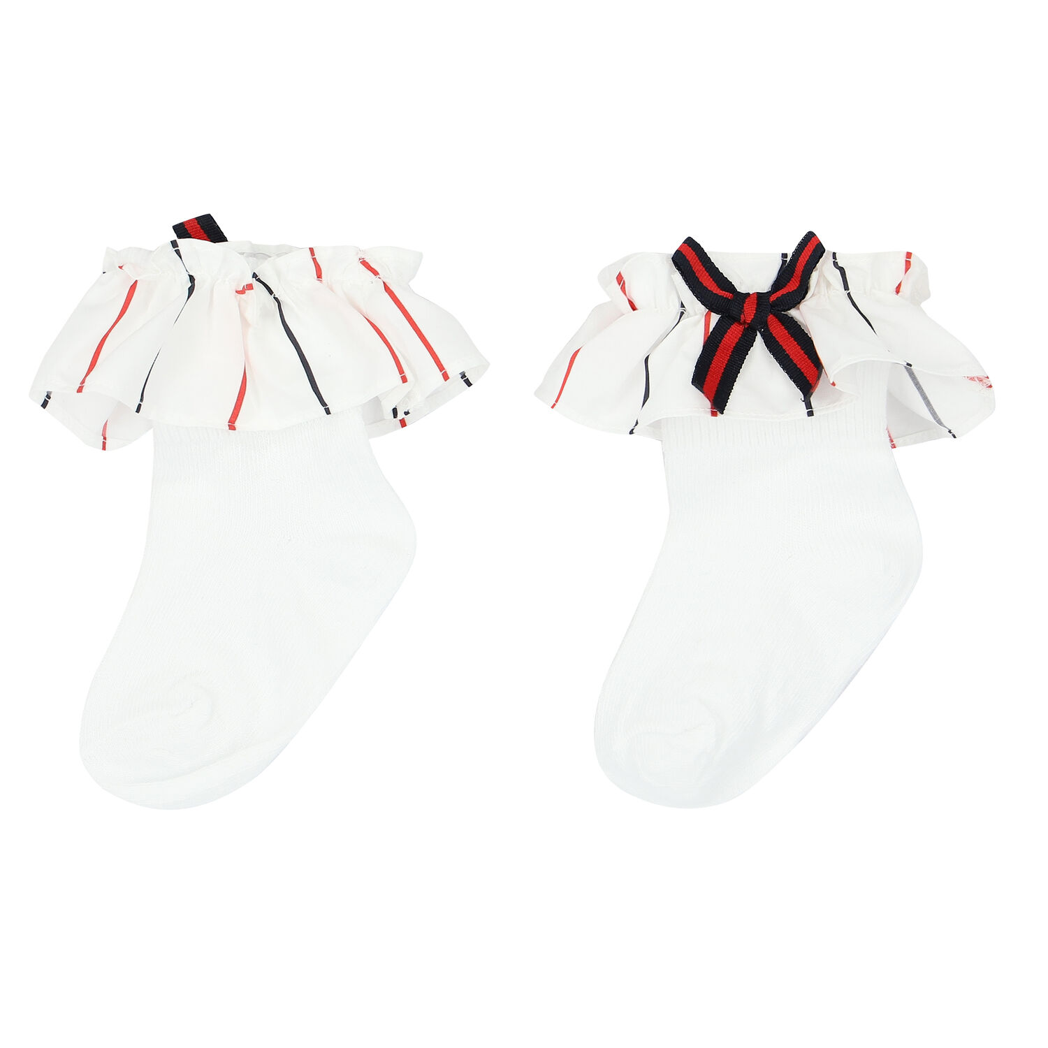 Baby Girls White Striped Socks, 1, hi-res image number null