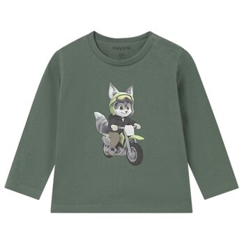 Younger Boys Green Fox Long Sleeve Top