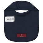 Baby Boys Navy Blue & White Logo Bib, 1, hi-res